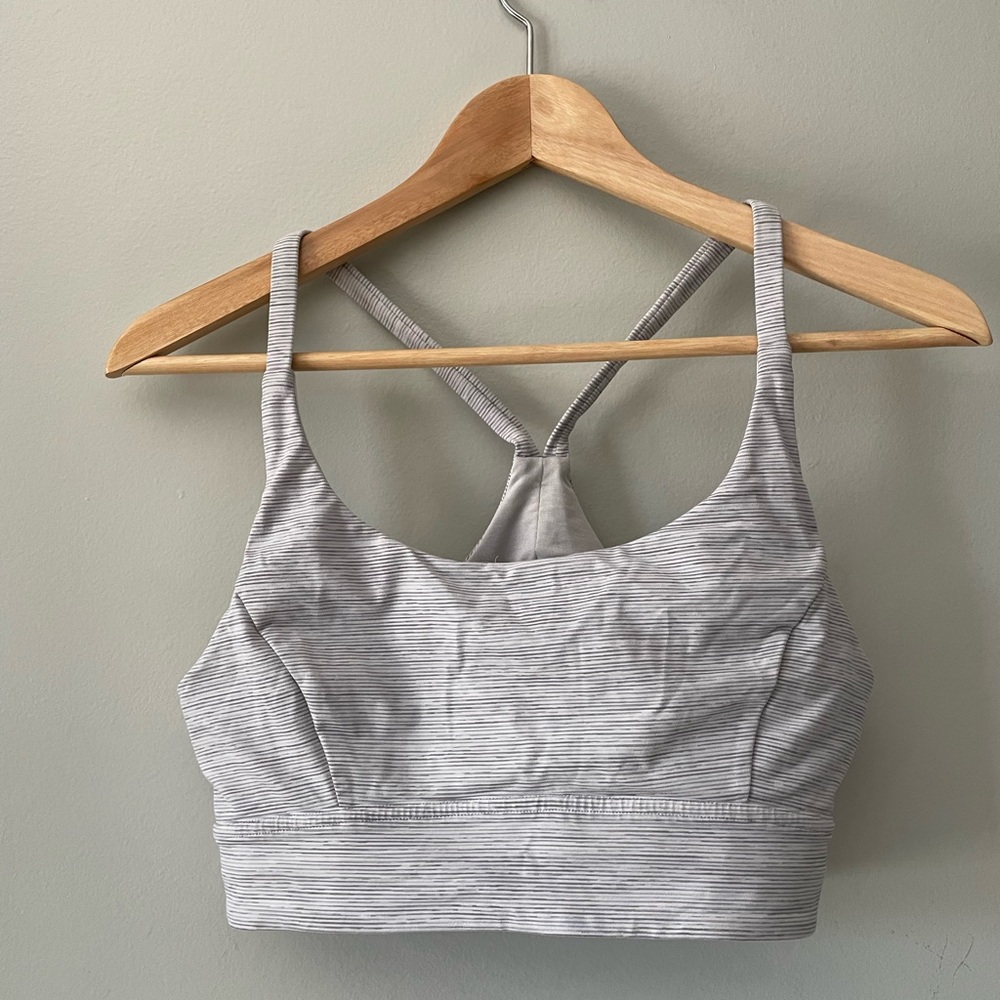 lululemon athletica “Train Times” Gray Striped Sports Bra - sz 10